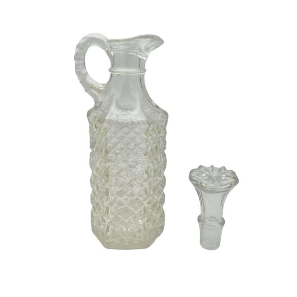 Vinegar Dispenser 7.5 x 2.5 Clear Glass Faceted Vintage - Picture 2 of 8